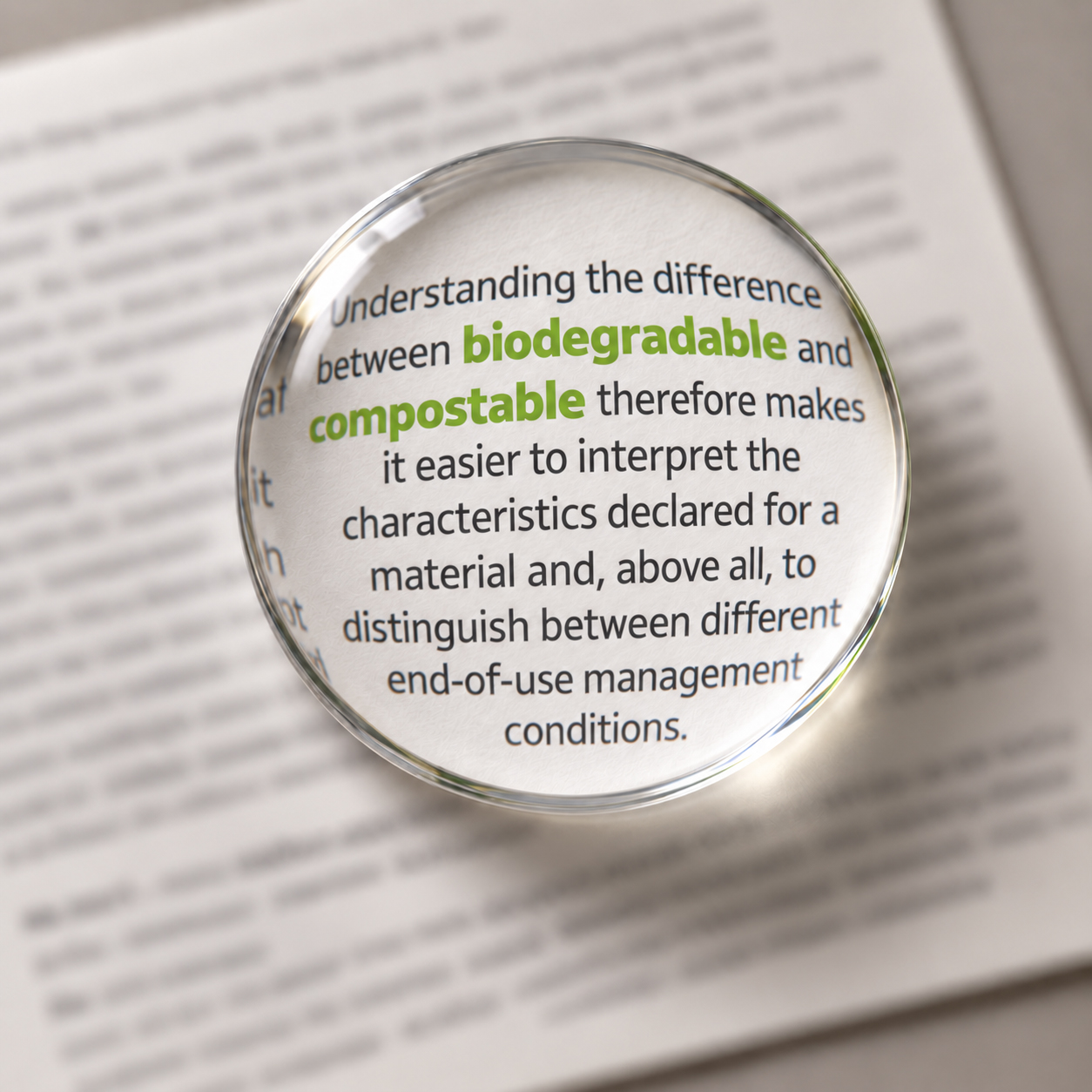 Difference between biodegradable and compostable materials