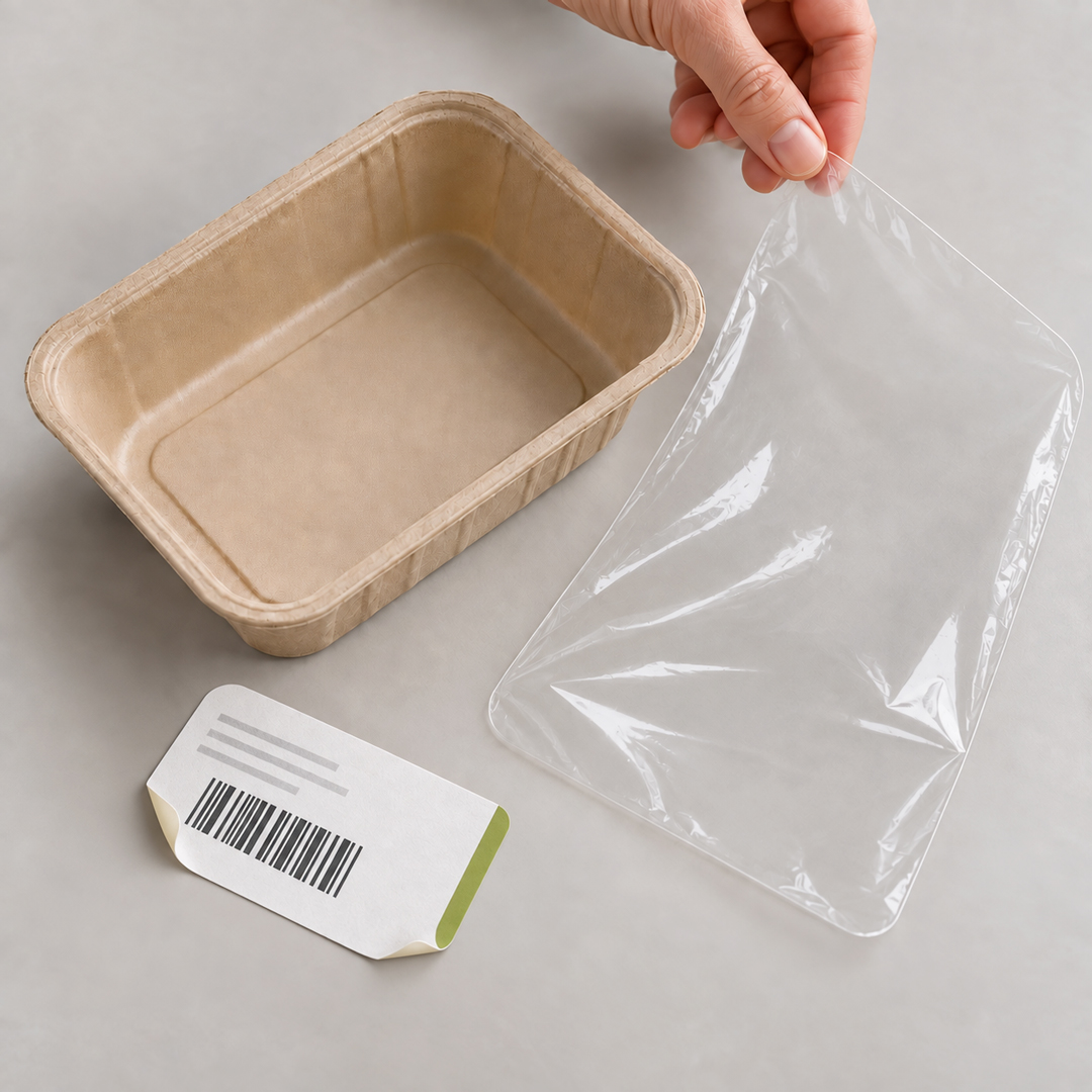 Different packaging materials separated for correct recycling