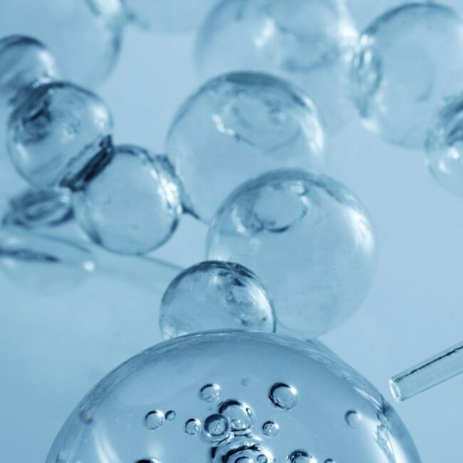 Macro image of transparent spheres illustrating research into absorbent materials