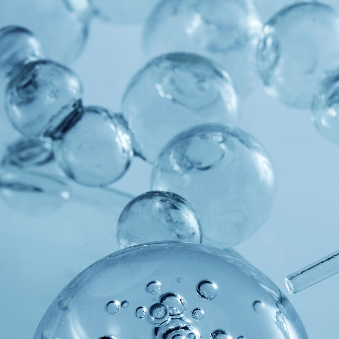 Macro image of transparent spheres illustrating research into absorbent materials