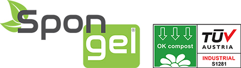 Spongel – OK Compost Industrial – Magic SpA Spongel logo with OK compost INDUSTRIAL certification by TÜV Austria